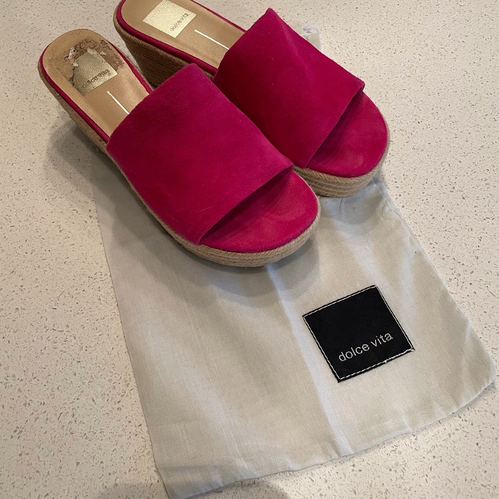 EUC Dolce Vita Suede Platform espadrille  Slide Sandal